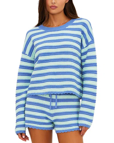 Beach Riot Stripe Cotton Cover-up Sweater In Blue
