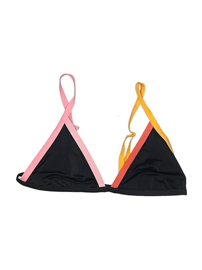 Pre-owned Beach Riot Swimsuit Top Black Color Block Pattern Swimwear