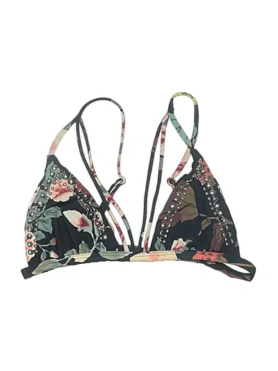 Pre-owned Beach Riot Swimsuit Top Black Floral Pattern Swimwear