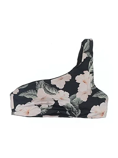 Pre-owned Beach Riot Swimsuit Top Black Floral Pattern Swimwear