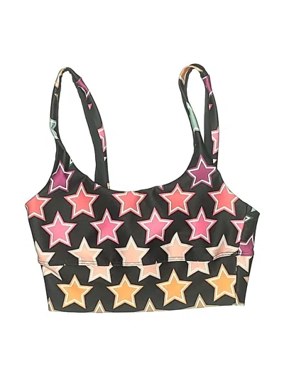 Pre-owned Beach Riot Swimsuit Top Black Stars Pattern Swimwear