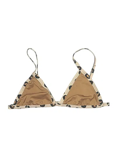 Pre-owned Beach Riot Swimsuit Top Gold Animal Print Pattern Swimwear