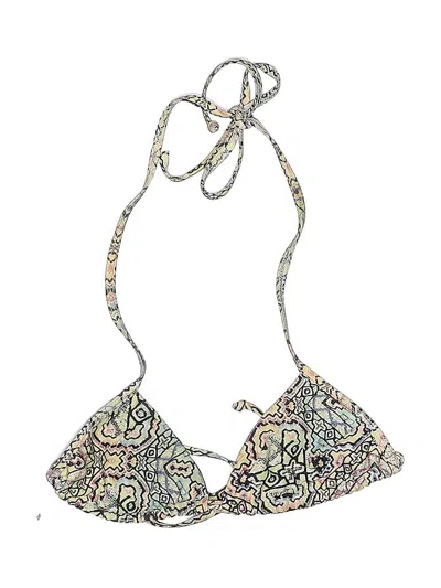 Pre-owned Beach Riot Swimsuit Top Gold Paisley Pattern Swimwear