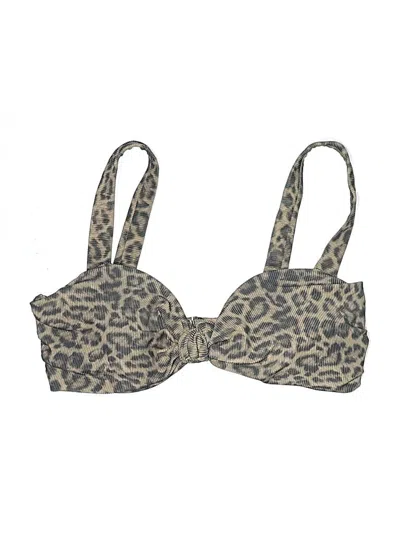Pre-owned Beach Riot Swimsuit Top Gray Animal Print Pattern Swimwear