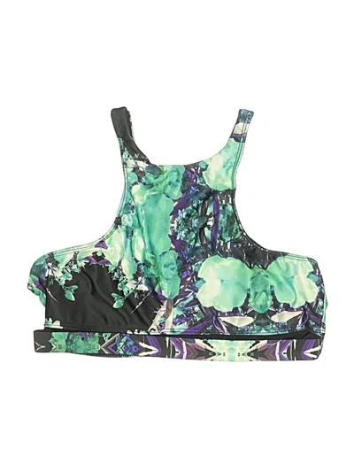 Pre-owned Beach Riot Swimsuit Top Green Print Pattern Swimwear