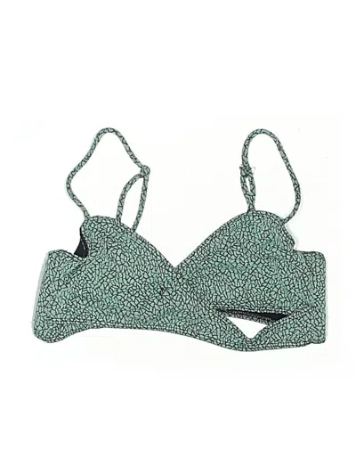 Pre-owned Beach Riot Swimsuit Top Green Tweed Pattern Swimwear