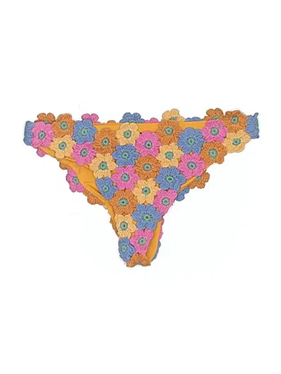 Pre-owned Beach Riot Swimsuit Top Orange Floral Pattern Swimwear