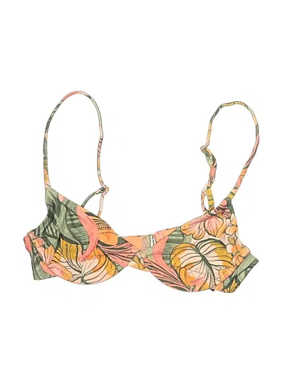 Pre-owned Beach Riot Swimsuit Top Orange Tropical Pattern Swimwear