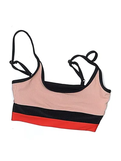 Pre-owned Beach Riot Swimsuit Top Pink Color Block Pattern Swimwear