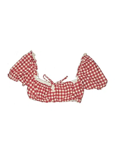Pre-owned Beach Riot Swimsuit Top Red Checkered/gingham Pattern Swimwear