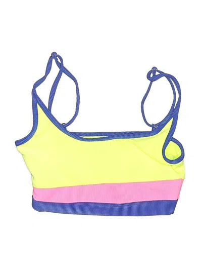 Pre-owned Beach Riot Swimsuit Top Yellow Color Block Pattern Swimwear