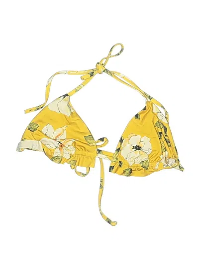 Pre-owned Beach Riot Swimsuit Top Yellow Floral Pattern Swimwear