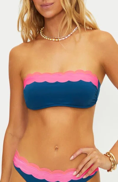 Beach Riot Sybil Scallop Colorblock Bikini Top In Blue