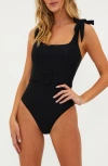 Beach Riot Sydney Belted One-piece Swimsuit In Black