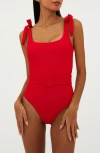 Beach Riot Sydney Belted One-piece Swimsuit In Red