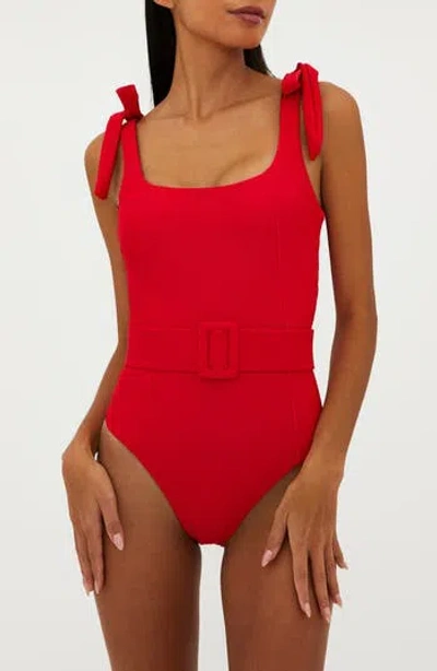 Beach Riot Sydney Belted One-piece Swimsuit In Red