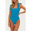 Beach Riot Sydney Belted One-piece Swimsuit In Riviera Blue
