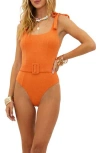 Beach Riot Sydney Belted One-piece Swimsuit In Sunshine Haze Scrunch