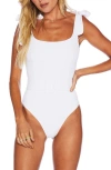 Beach Riot Sydney Belted One-piece Swimsuit In White