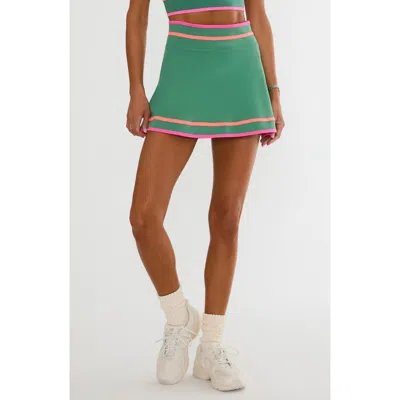 Beach Riot Tamara Performance Colorblock Miniskirt In Green