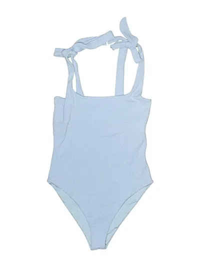Pre-owned Beach Riot Tank Top Blue Halter Neckline Tops