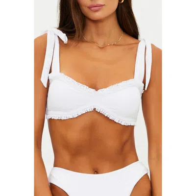 Beach Riot Taryn Ruffle Eyelet Bikini Top In White
