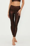 Beach Riot Tayler High Waist Legging In Java Glimmer In Brown