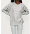 Beach Riot Callie Mix Stitch Metallic Crewneck Sweater In Silver