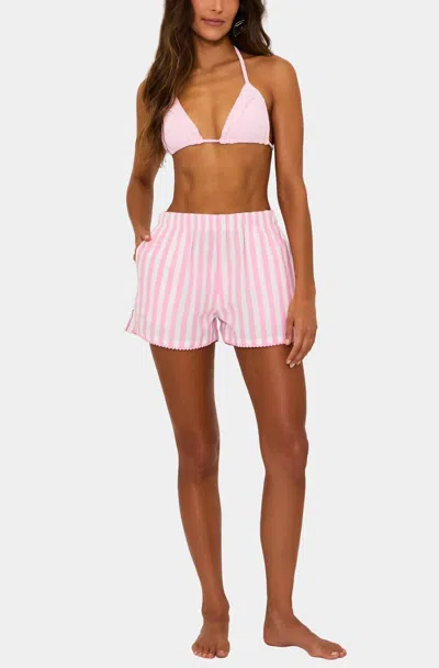 Beach Riot Tia Shorts In Prism Pink Stripe In Multi