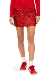 Beach Riot Trixie Sequin Miniskirt In Red