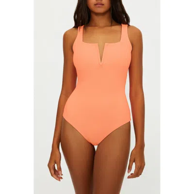 Beach Riot Tropez V-wire Rib One-piece Swimsuit In Pink