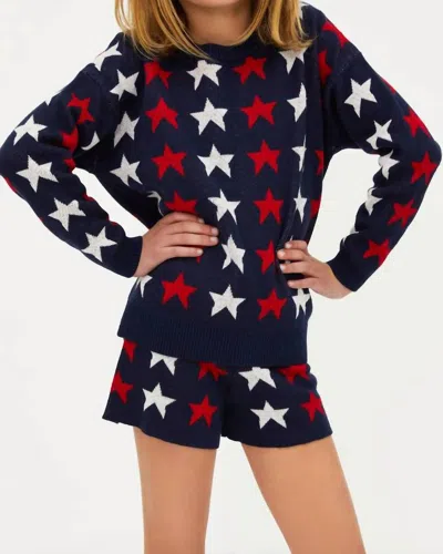 Beach Riot Kids' Tween Little Callie Sweater In Americana Stars In Blue
