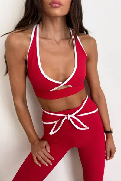 Beach Riot Twist Racerback Top In Peppermint Matte In Red