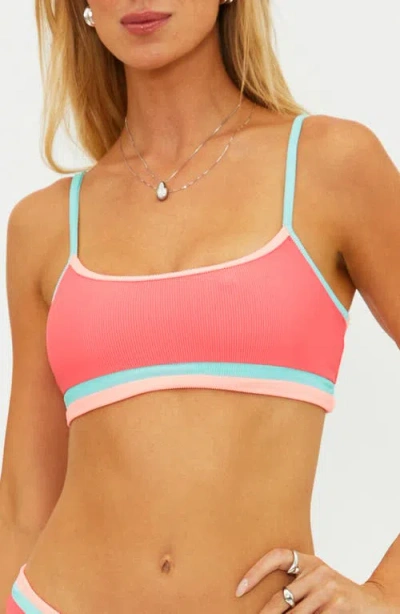 Beach Riot Val Colorblock Bikini Top In Pink