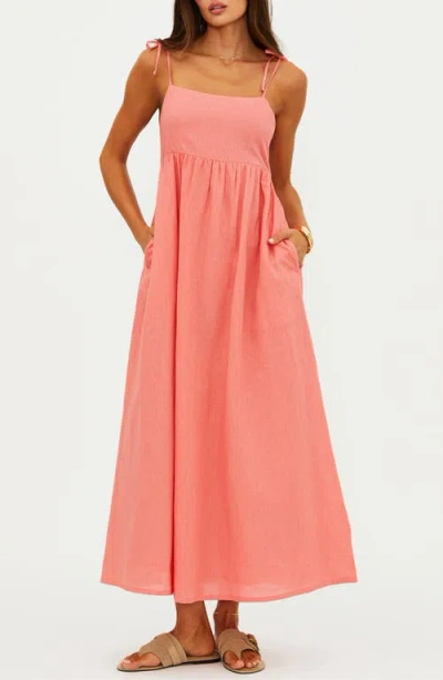 Beach Riot Valory Cotton & Linen Cover-up Maxi Sundress In Pink