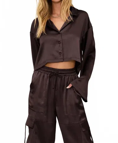 BEACH RIOT VELLA LONG SLEEVE TOP IN BROWN