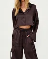 Beach Riot Vella Satin Crop Button-up Shirt In Multi