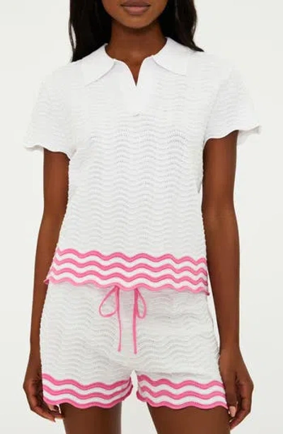 Beach Riot Vera Short Sleeve Cover-up Top In White