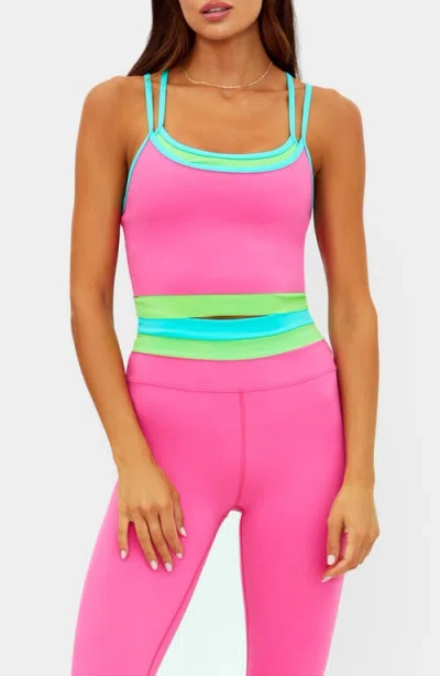 Beach Riot Vinny Layered Look Colorblock Tank In Pink