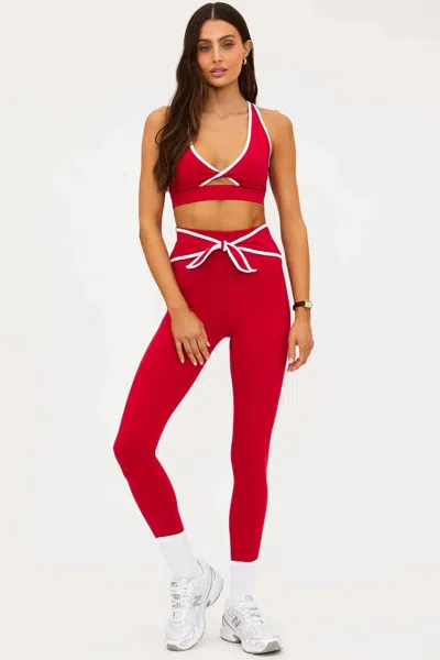 Beach Riot Violetta High Rise Leggings In Peppermint Matte In Red
