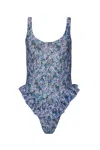 Beach Riot Willow One Piece In Ditsy Lilac In Blue