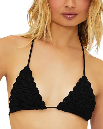 Beach Riot Winona Crochet Triangle Bikini Top In Black