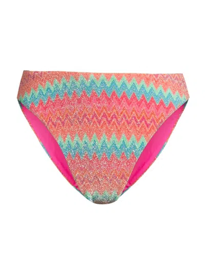 Beach Riot Amarie Metallic High Waist Bikini Bottoms In Pink