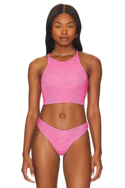 Beach Riot Women's  Anna Bikini Tank Top Fandango Pink Stretch Swimwear Gbo861