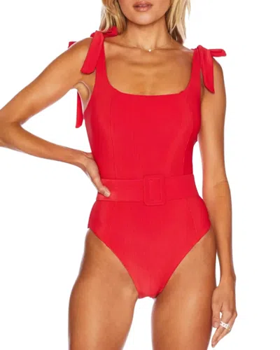 Beach Riot Women's  Sydney Belted One-piece Red Stretch Swimsuit Gbo891