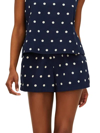Beach Riot Women's Birkley Polka Dot Cotton-linen Shorts In Blue