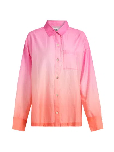 Beach Riot Women's Cassidy Ombré Cotton Shirt In Petal Sunrise