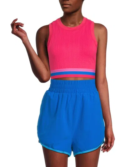 Beach Riot Women's Gwen Cable-knit Sports Bra In Pink Multi