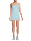 Beach Riot Harley One-shoulder Mesh Skort Romper In Blue