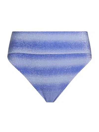 Beach Riot Women's Highway Glitter Ombré High-rise Bikini Bottom In Blue
